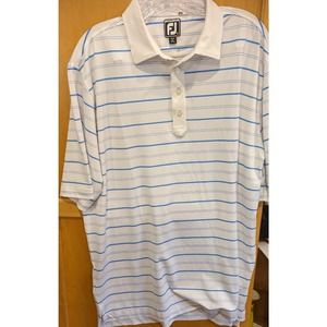 FJ POLO FootJoy Mens‎ Size Extra Large 1/4 Button Short Sleeve Golf Stripe XL